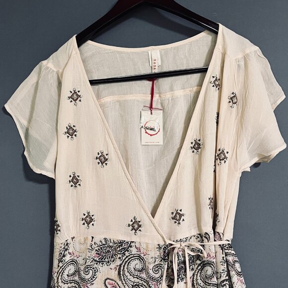 NWT Stunning Raga Apricot Beaded Kimono Duster / Wrap Maxi Dress Large - Picture 3 of 9